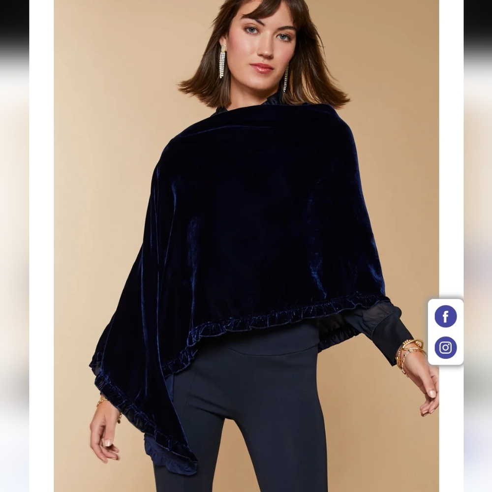 Spartina 449 Velvet Ruffle Topper Slate Blue NWT